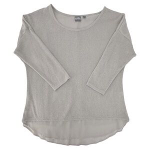 New York & Company | Elegant Scoop Neck Gray Top with Chiffon Hem | Size L | EUC